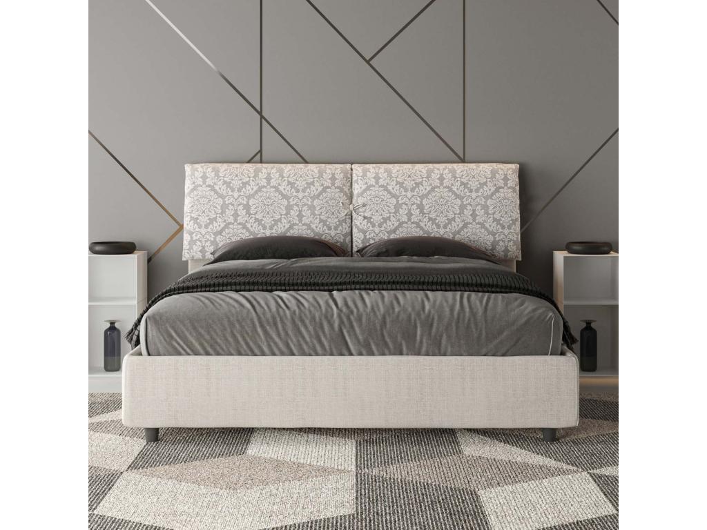 White Fabric Bed, 160 x 200 cm