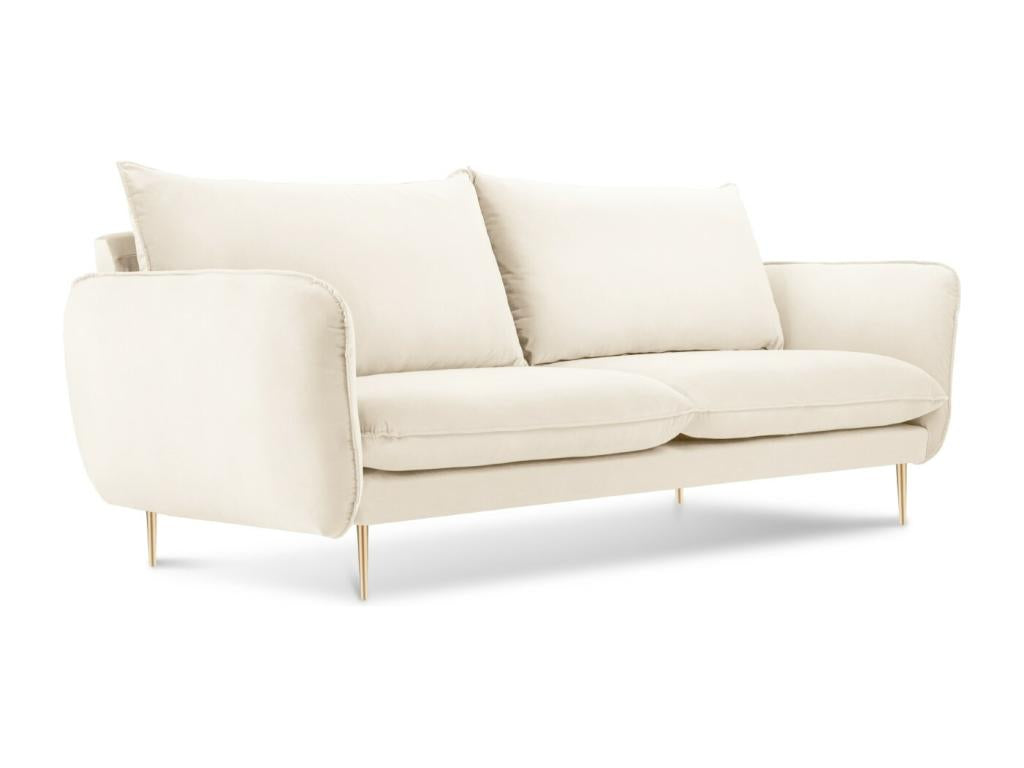 Beige Velvet Sofa, 160 x 92 x 95 cm