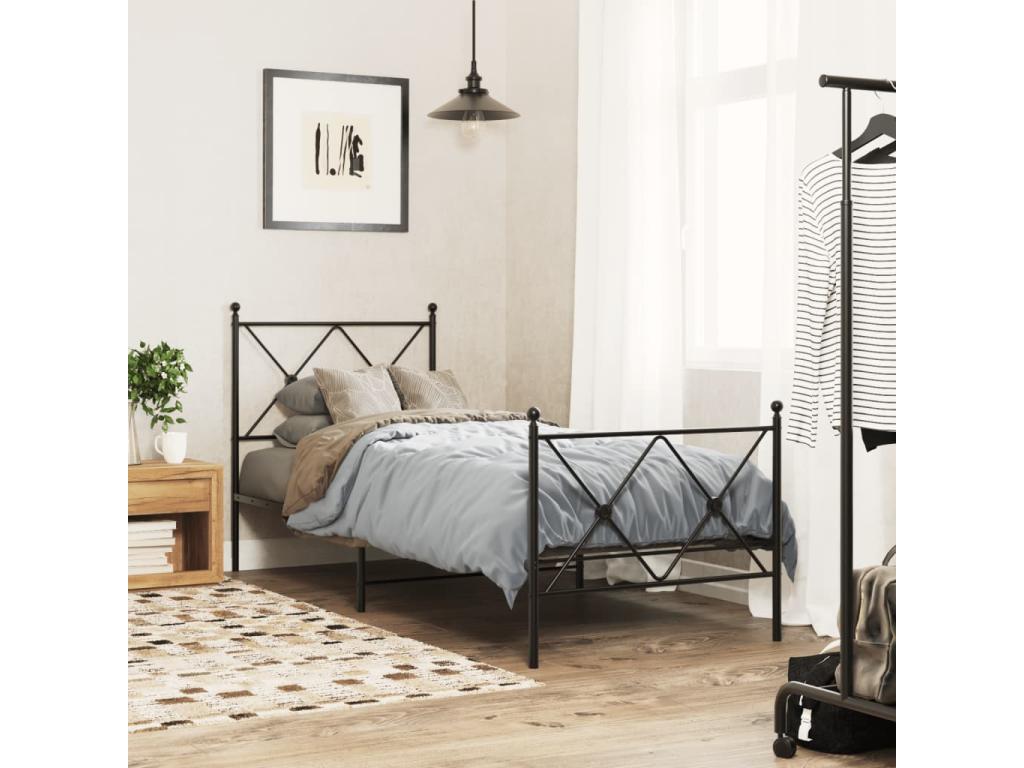 Black Metal Bed Frame, 80 x 200 cm