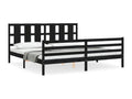 Black Solid Wood Bed Frame, 200 x 200 cm