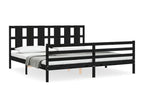 Black Solid Wood Bed Frame, 200 x 200 cm