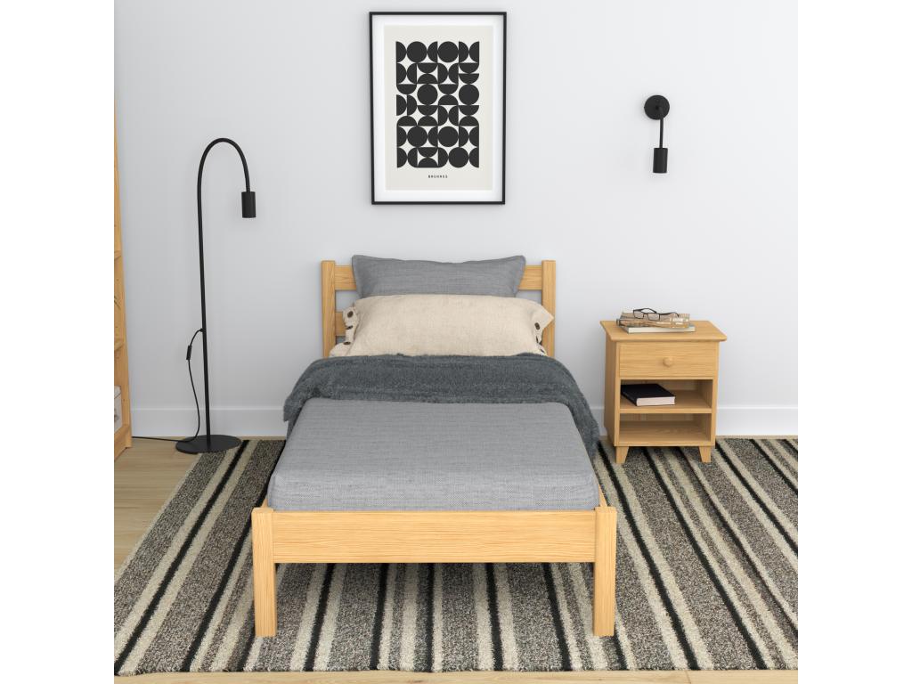 Natural Pine Wood Bed, 120 x 190 cm