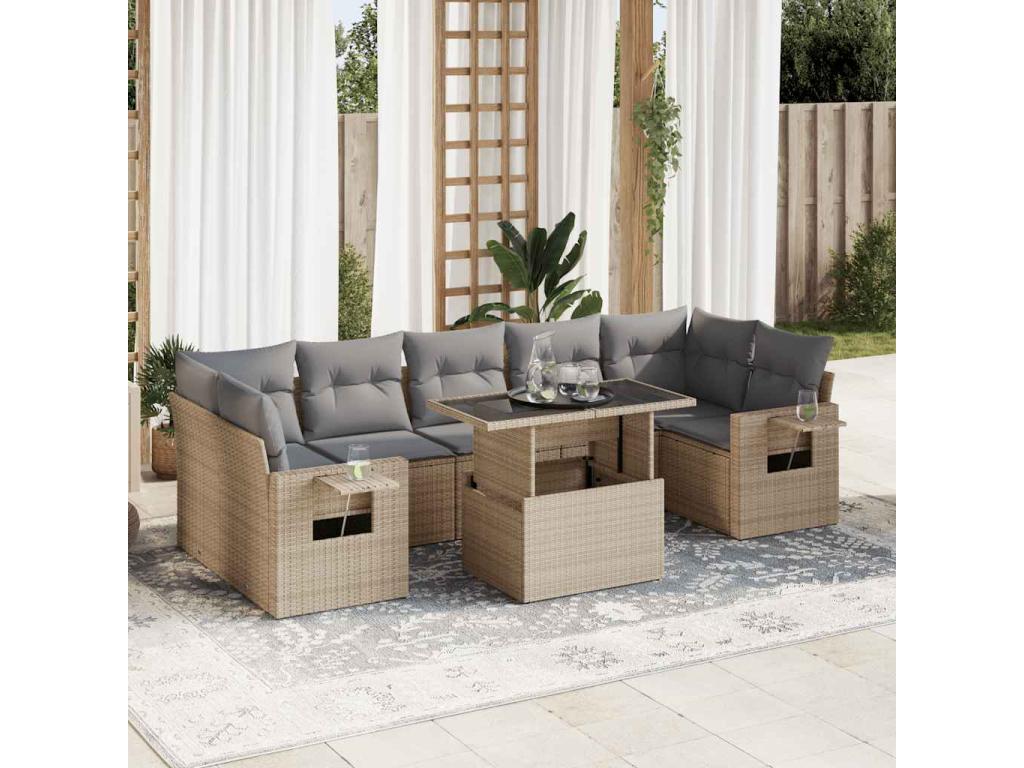 Beige Woven Resin Wicker Outdoor Furniture Set - dlz1766572742915