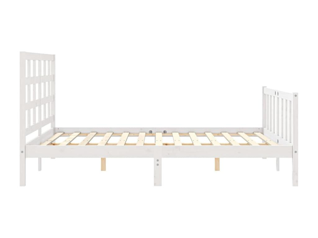 White Solid Wood Bed Frame, 160 x 200 cm