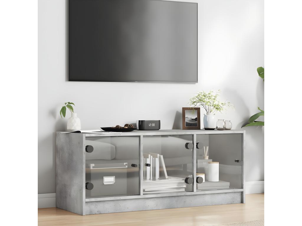 Gray Glass TV Stand, 102 x 37 x 42 cm