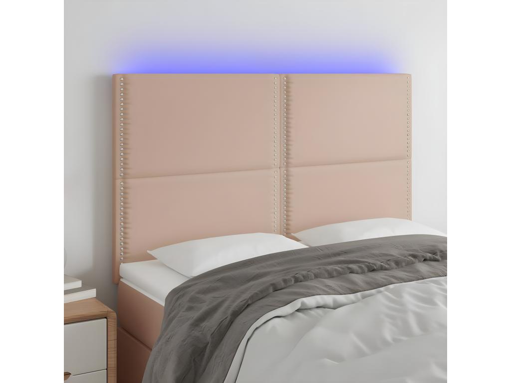 Brown Faux Leather Bed, 144 x 5 x 118 cm