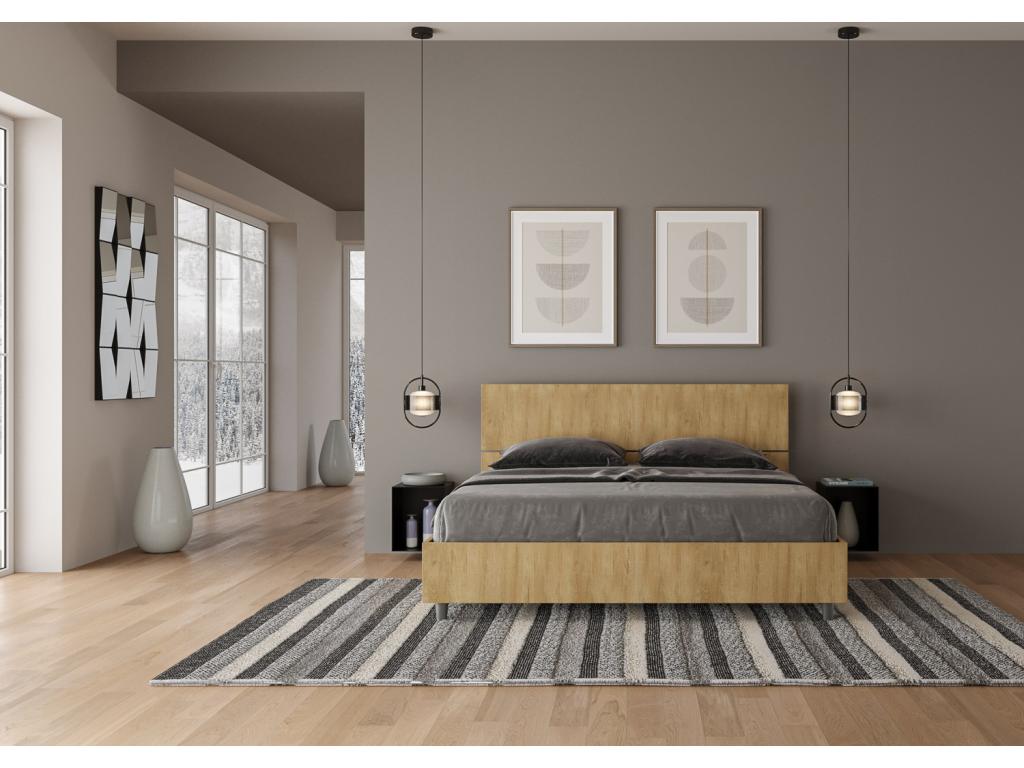 Brown Oak Wood Bed, 160 x 200 cm - dlz1766573050094