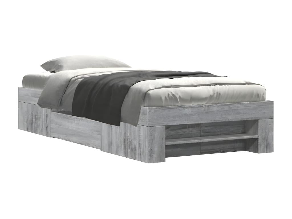 Gray Engineered Wood Bed Frame, 75 x 190 cm