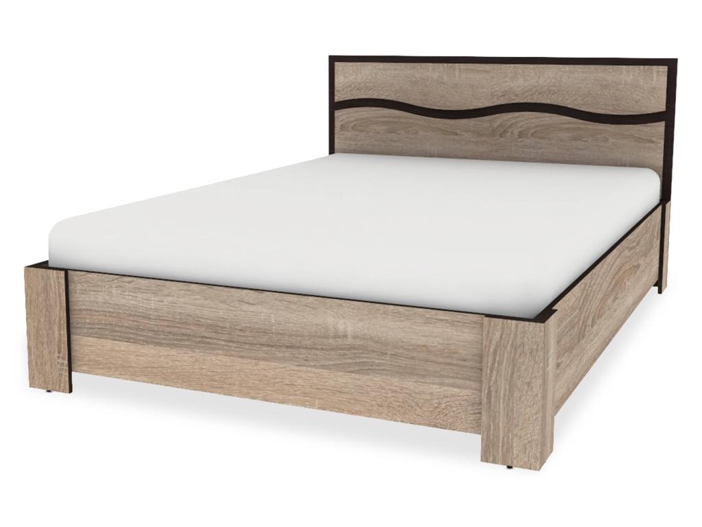 Beige Oak Wood Bed, 160 x 200 cm