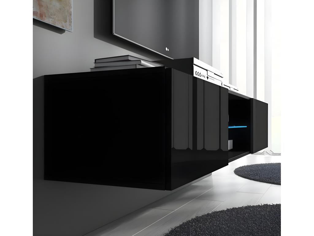 Black TV Stand, 160 x 38.5 x 30 cm