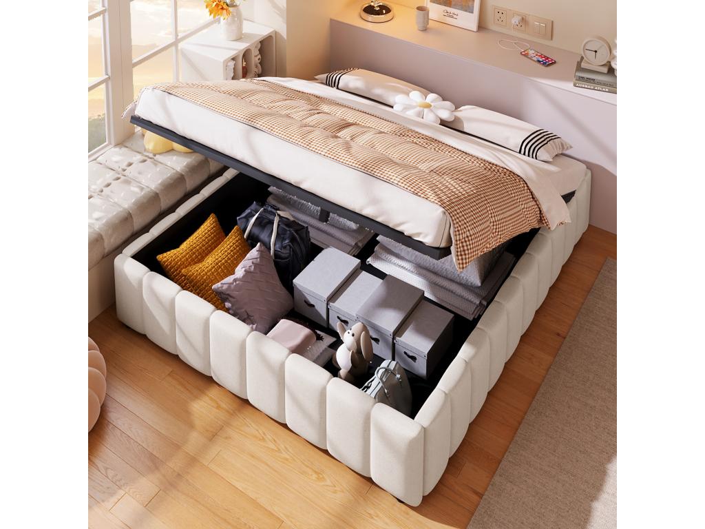 Beige Bed, 140 x 200 cm