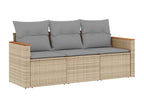 Beige Woven Resin Wicker Outdoor Furniture Set