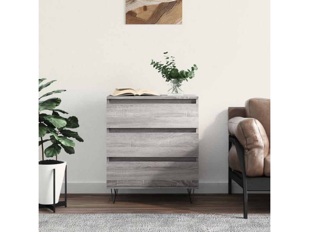 Gray Engineered Wood Sideboard, 60 x 35 x 70 cm