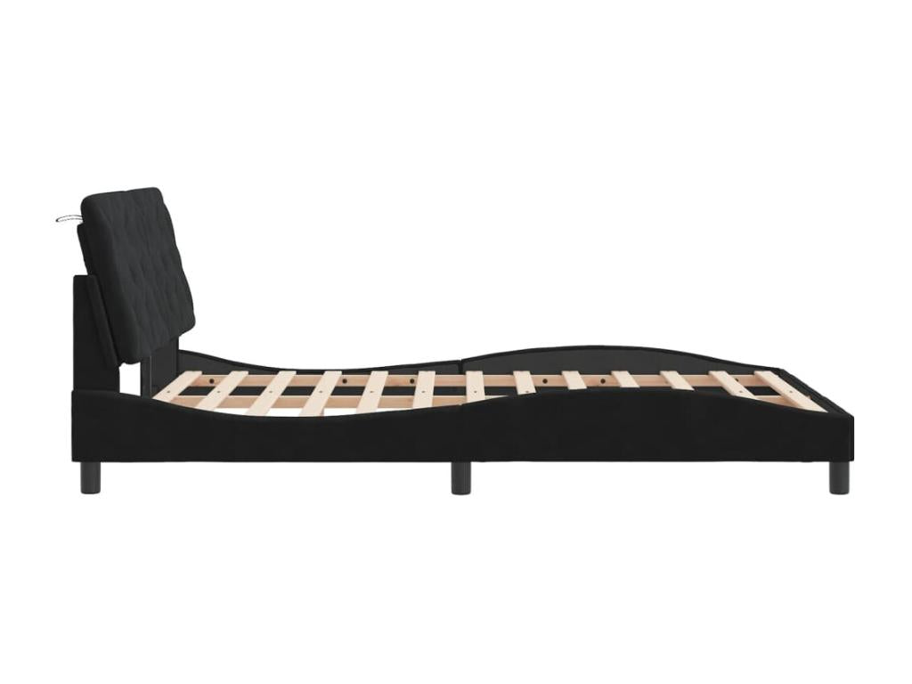 Black Velvet Bed Frame, 140 x 200 cm