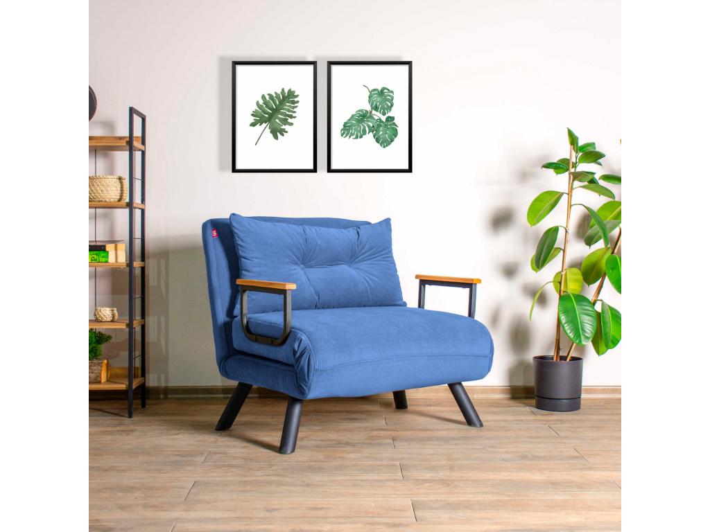 Blue Fabric Sofa Bed - dlz1766573083255