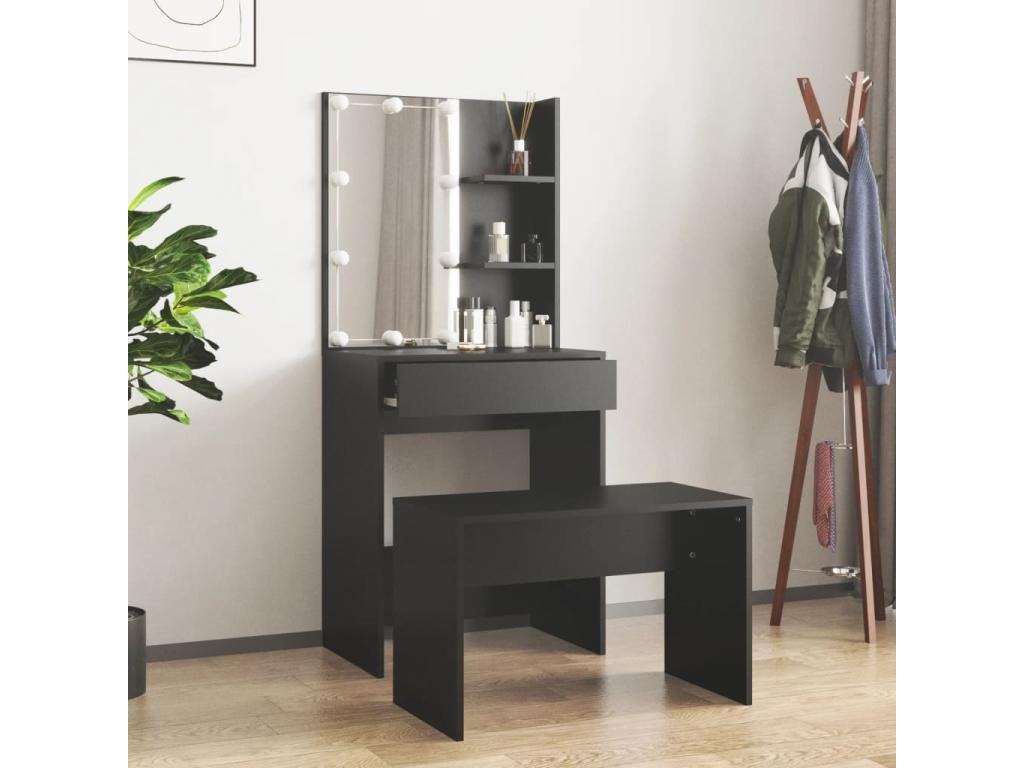 Black Engineered Wood Home Furniture