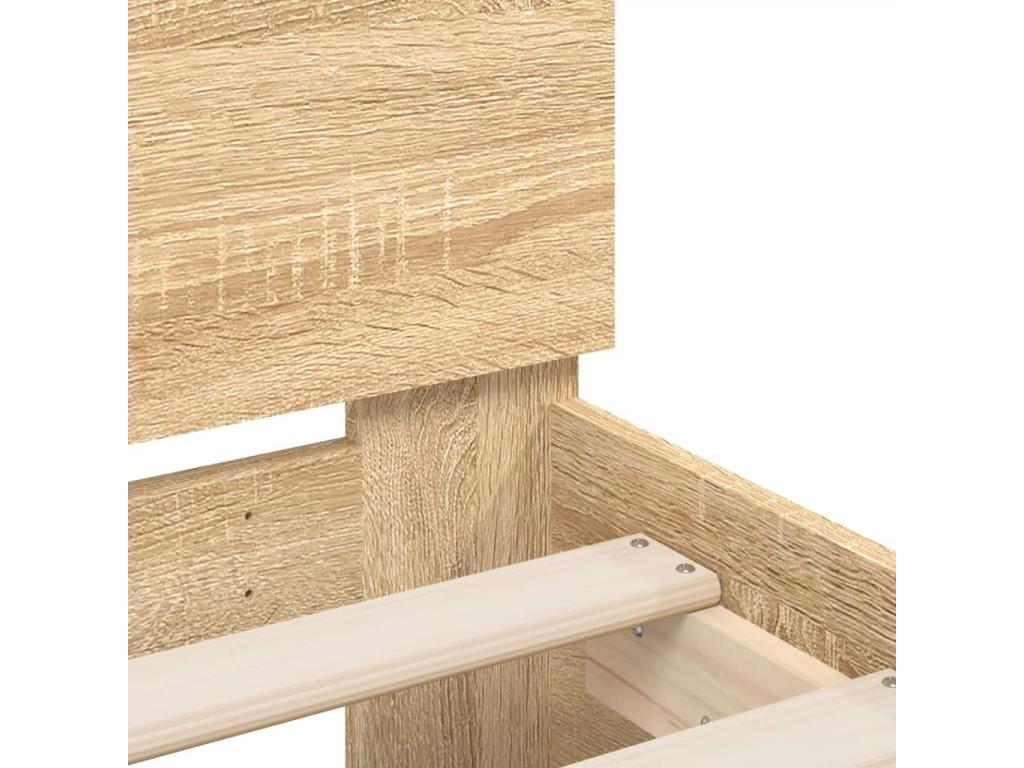 Brown Oak Wood Bed Frame, 150 x 200 cm