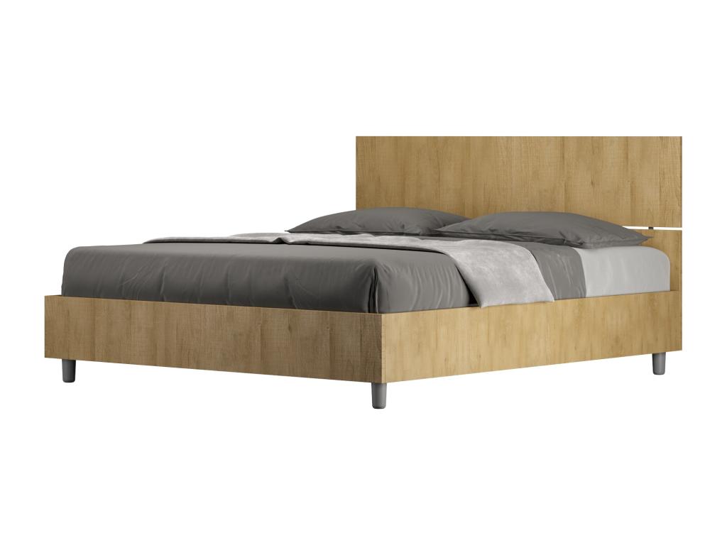 Brown Oak Wood Bed, 160 x 200 cm - dlz1766573050094