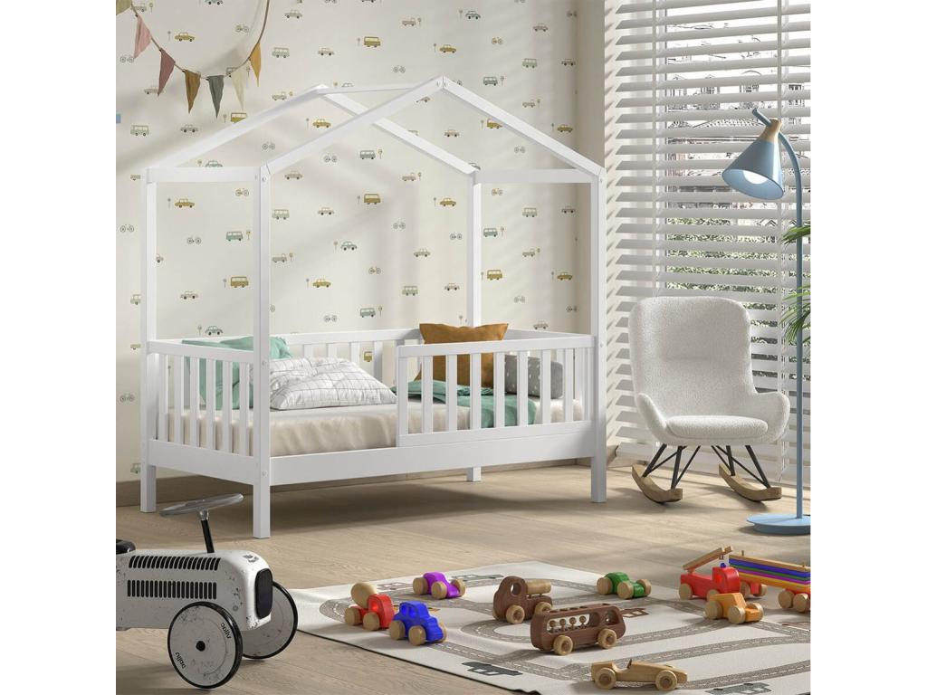 White Pine Wood Bed, 70 x 140 cm