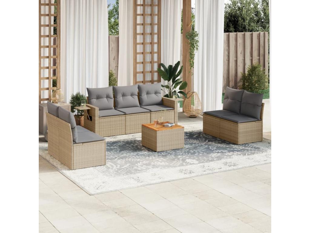 Beige Woven Resin Wicker Outdoor Furniture Set - dlz1766572586705