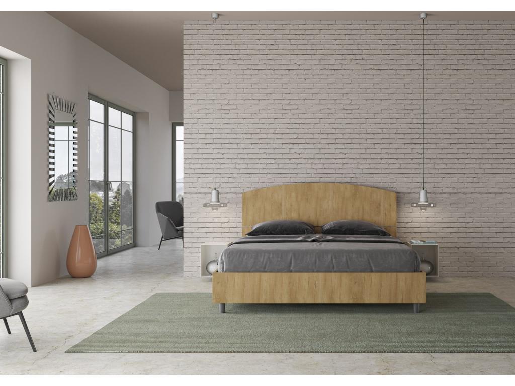 Brown Oak Wood Bed, 160 x 200 cm