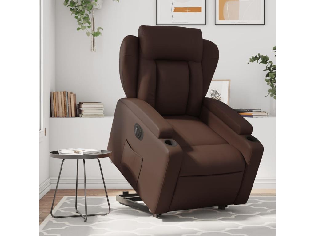 Brown Faux Leather Accent Chair