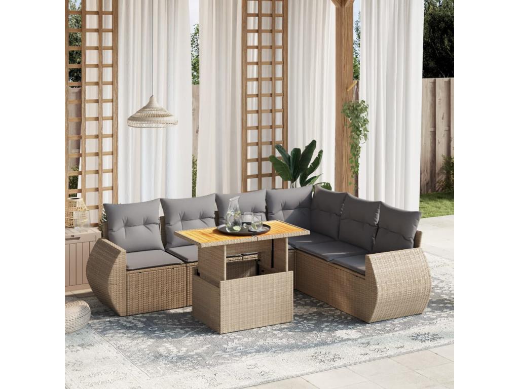 Beige Woven Resin Wicker Outdoor Furniture Set - dlz1766572358935