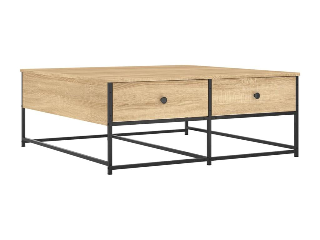 Brown Oak Wood Coffee Table, 100 x 99 x 40 cm