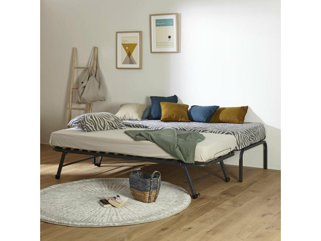 Gray Metal Bed, 80 x 200 cm