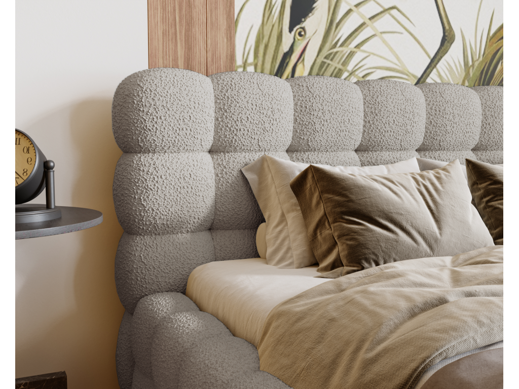 Gray Boucle Fabric Bed, 200 x 200 cm - dlz1766572988475