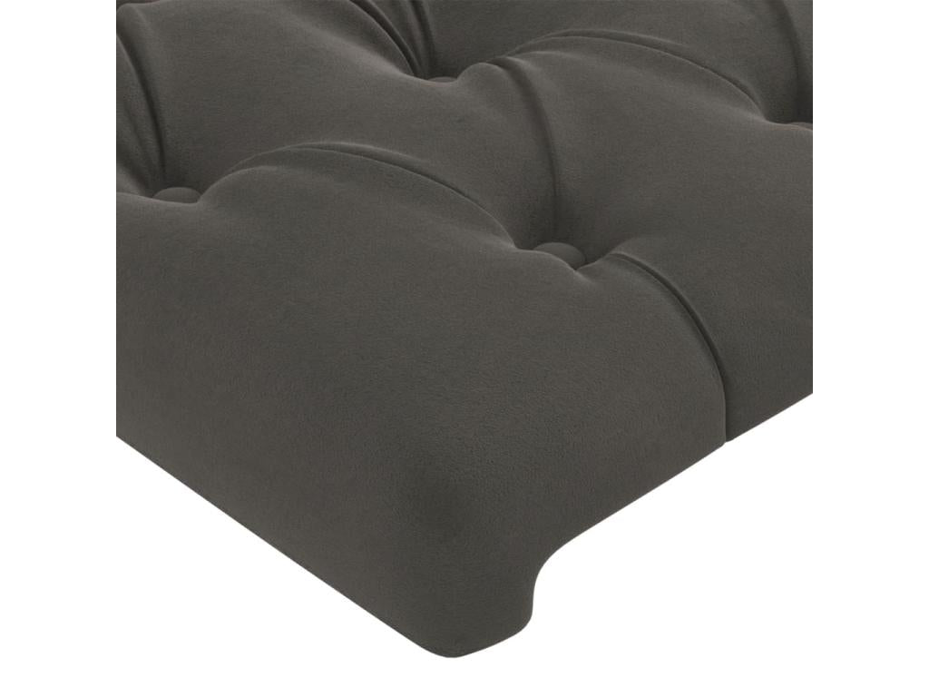 Gray Velvet Bed, 203 x 16 x 118 cm