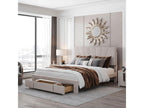 Beige Velvet Bed, 140 x 200 cm