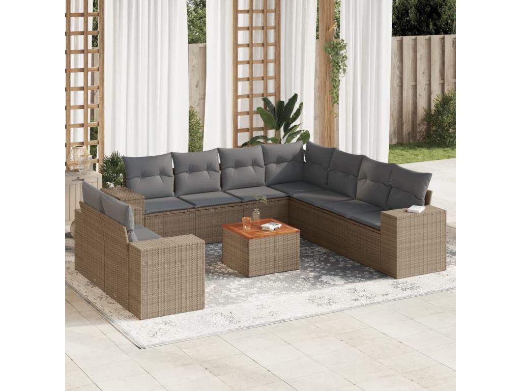Beige Woven Resin Wicker Outdoor Furniture Set - dlz1766572626325