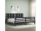 Black Solid Wood Bed Frame, 200 x 200 cm